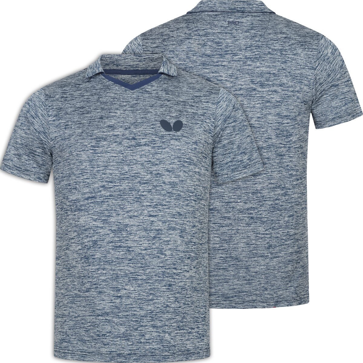 Butterfly Izumo Shirt: Front & Back View of the Blue Shirt
